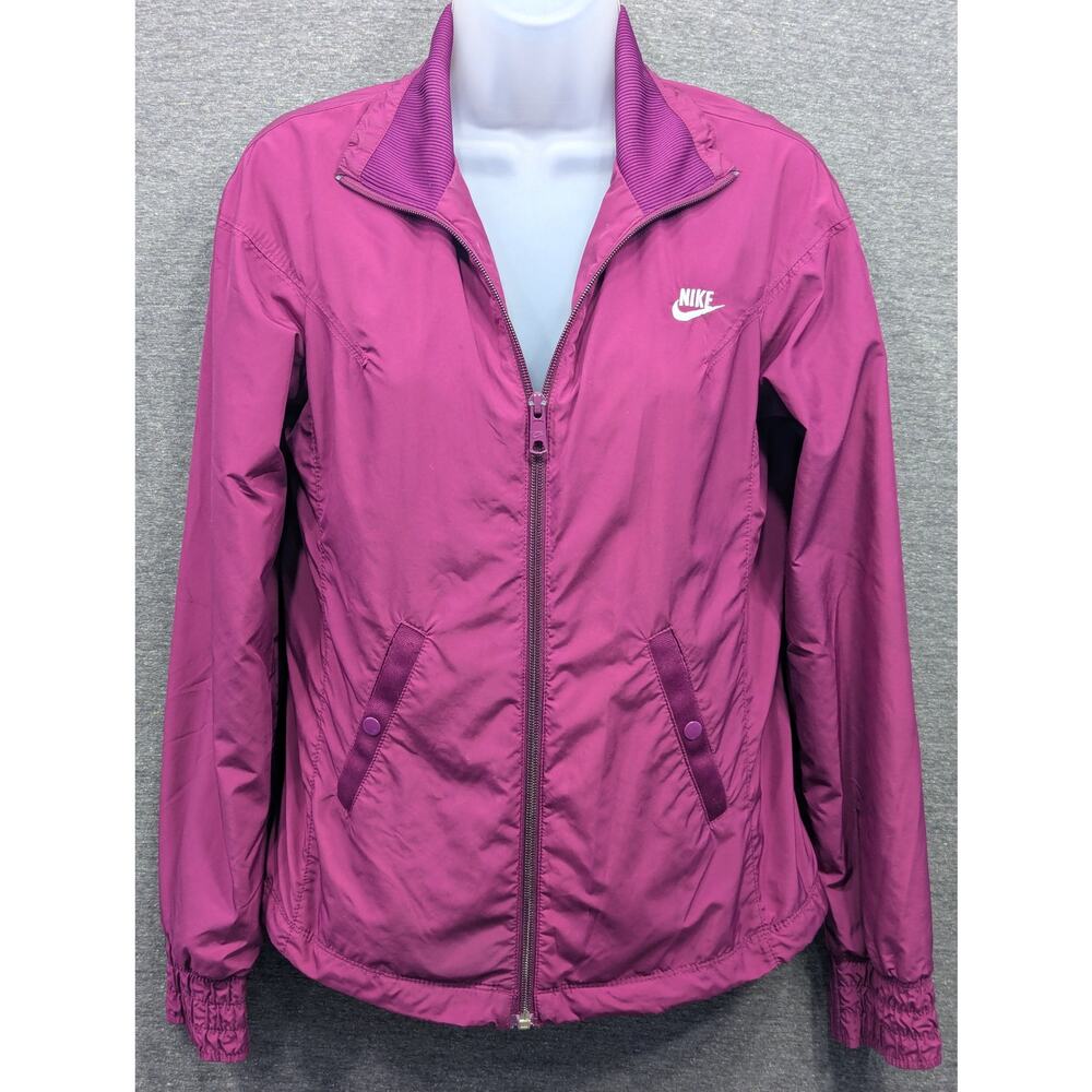 NIKE Womens Jacket - Burgundy, Windbreaker, Jogging, Lightweight, XS (0-2)